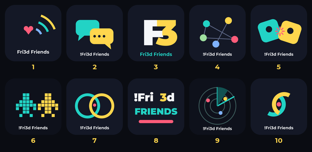 Ten generated logo concepts for the app
