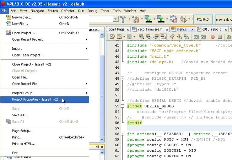 Mespelare VSCP firmware