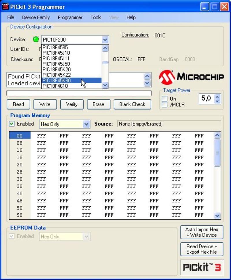 PICkit programming application